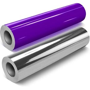 VVIVIDY DECO65 حزمة الفينيل الحرفية 2 لفات 7ft × 11.8 "(Gloss Purple + Chrome Gloss Silver) - M0