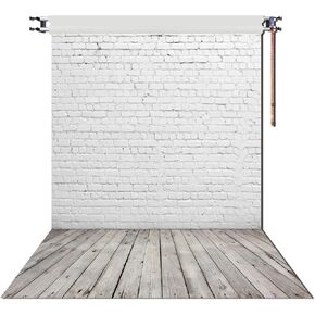 HUAYI 3x5ft White Brick Wall Photography Backdrop Vinyl Background for Pictures D-2504