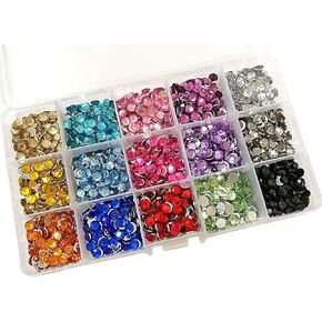 أشعة الصيف 6 مم متنوعة 1800pcs أحجار الراين في حزمة قيمة صندوق التخزين #1