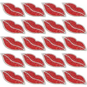 TOPINCN 20Pcs Red Lip Rhinestones Resin Crystal Hot Pattern Clothing Decoration DIY Accessories DIY Hair Clip Phone Ornament Scrapbook Crafts Suit