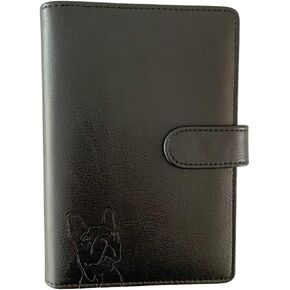 French Bulldog Planner – PU Leather Exterior, Metal Loose Leaf Ring Binder, 100gsm Paper (Black)