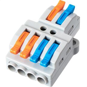 GKEEMARS 10 Pcs Lever Wire Connectors, Quick Wiring Cable Connector Push-in Conductor Terminal Block (2 in 6 Out)