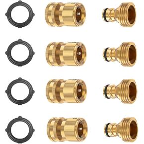 BoArt Garden Hose Quick Connector Set, Solid Brass 3/4 Inch Water Fitings Thread Easy Connect No-Leak Male Female 6 Sets