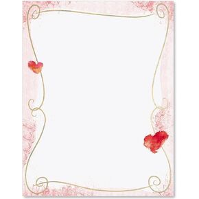 Paperdirect Adorable Hearts Red Pink Engagement Valentine Invite Theme Paper Stationery, Border Paper, Letterhead 8.5 x 11, 25 sheets, Elegant Premium Writing Paper, Decorative Printer Paper
