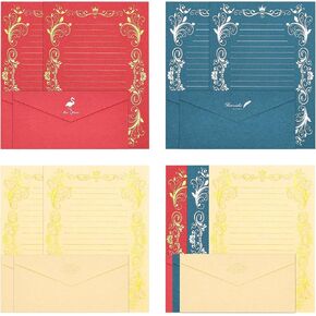 مجموعة القرطاسية 28PCS PAPERSINGERY PAPERERY ، 4.3 "× 8.6" مغلف جمالي ، ورقة كتابة مبطنة ، مجموعة كتابة رسائل لرسالة الحب ، الدعوات (الأحمر ، الأزرق ، الأصفر)