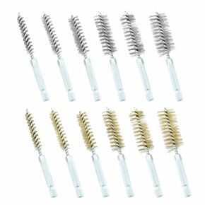12 Pcs Stainless Steel & Copper Bore Brush Set, Twisted Wire Drill Brush, Wire Cleaning Brush Set with 1/4 inch Hex Shank Handle for Power Drill Plumbing Tools (8/10/12/15/17/19mm)