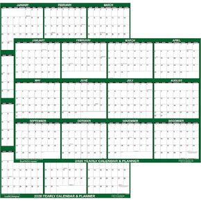 32" x 48" SwiftGlimpse 2026 Wall Calendar Erasable Large XL Wet & Dry Erase Laminated 12 Month Annual Yearly Wall Planner, Reversible, Green