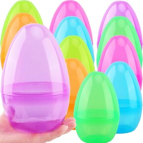 12 PCS 8 بوصة jumbo Easter Eggs Giant Eliable Easter Eggs كبيرة شفافة مملوءة بيض عيد الفصح من أجل عيد الفصح تفضل ألعابًا ، 6 ألوان