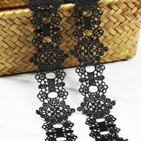 2 Yards Black Lace Trim Embroidery Lace, Flower Ribbon,with 11 Patterns(2 Yards Each), for Sewing Costumes, Gift Wrap, Wedding Decoration, DIY Art Crafts（Black）