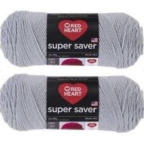 Bulk Buy: Red Heart Super Saver (2-Pack) (Light Grey, 7 oz Each Skein)