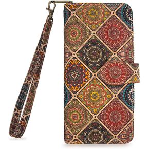 boshiho Vegan Cork Wallet, Women’s Purse Slim Zipper Design with Card Holder Coin Pocket Purse Eco-friendly Vegan Gift (Cork)