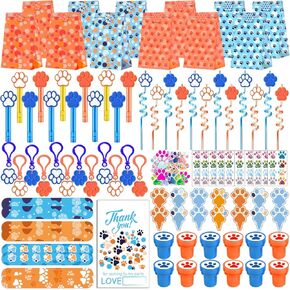 220pcs الأزرق والبرتقالي الكلب paw حفلة الحفلات للأطفال موضوع عيد ميلاد الحفلات تفضل الزخارف لوازم جيدة حقيبة حشو pinata حشو هدايا عيد ميلاد