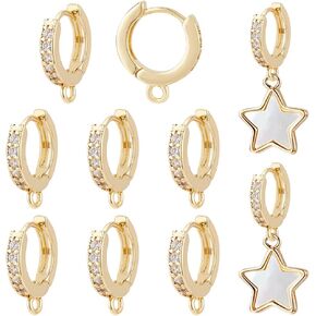 Benecreat 10pcs 18k Qual Zirconia Zirconia Zirconia Acorings ، وقطعة طوق مقطعة الدائرية لصناعة حلق المجوهرات ، ثقب: 1.5 ملم