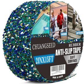 CHUANGSEED Pool Rubber Anti-Slip Tape 4" x 15ft Multi-Purpose Heavy Duty, Outdoor/Indoor Waterproof, Safety Anti-Slip Tape for Stair Tread Traction,Trail,Bathroom,Blue