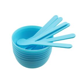 RLECS 6PCS Blue DIY Glue Mixing Bowl DIY Slime Making Tools PP Plastic Glue Mixing Bowls with 6PCS Glue Mixing Spoons for Funny Craft Making Arts