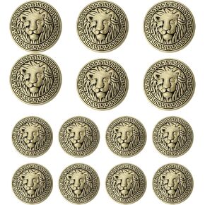 مجموعة أزرار السترة المعدنية Gold Metal Blazer Pson 14pcs ، أزرار معدنية 18 مم 23 ملم للسترة ، الدعاوى ، معطف رياضة ، موحد ، سترة ، أزرار خمر الخياطة