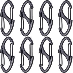 8pcs Zipper Anti Theft Clips, Zinc Alloy S Zipper Pull Locks, Mini Dual Spring Carabiner Snap Hook for Outdoor Camping Hiking Fishing Traveling Suitcase Luggage Backpacks- Black