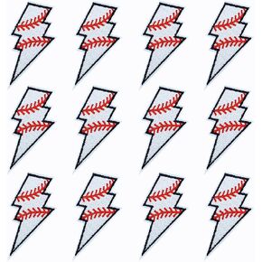 12 PCS Lightning Baseball Iron On Patch Sports Embroidery Patches for Hats Bags Jackets