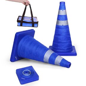 BATTIFE [4 Pack] 28 Inch Collapsible Traffic Safety Orange Cones, Multi Purpose Pop-up Cones and Reflective Collar, for Road Parking, Driving Practice