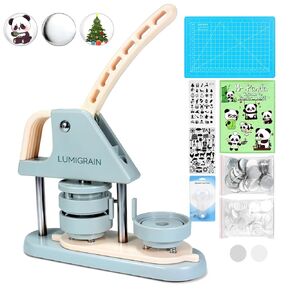 Button Maker Machine, 58mm (2.25inch), Pin Maker Machine，DIY Pin Badge Button Maker Press Machine with Free 120pcs Supplies ，Circle Cutter ，Magic Book(Gray