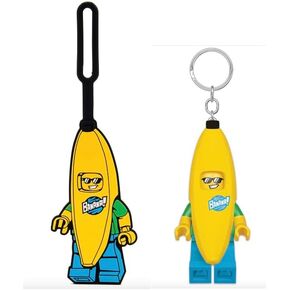 LEGO Banana Guy Keychain Light and LEGO Banana Guy Silicone Bag Tag Bundle (B225)
