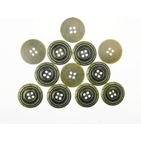 تكرار 12 PCS الأزرار المعدنية العتيقة مضفر أزرار مسطحة من 4 حفرة لتزيين الخياطة DIYs (الفضة العتيقة ، 15 مم)