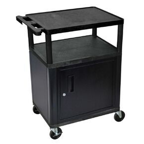 LUXOR LP34C-B 34"H AV Cart - Three Shelves Cabinet