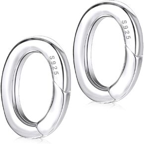 2pcs 925 Clasps sterling Silver Oval Jewelry ، موصل الكفالة الربيعي لقلادة قصيرة ، سوار وصنع المجوهرات (الفضة)