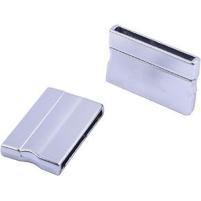 Konmay 3 مجموعات الفضة غير لامع 30.0x3.0mm غراء في نهايات المشبك المجوهرات المغناطيسية مسطحة