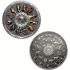 Twelve Constellations Colorful Lucky Coins Novelty Metal Coin Collection Decision Challenge Coin.