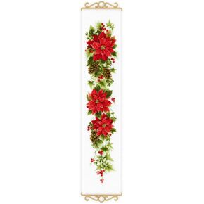 RIOLIS - Poinsettia 1729, Floral Cross Stitch Kits 7,48" x35,43, Cross Stitch Kits for Beginners & Advanced, Crossstitching Kits Adult, Counted Stitching Kits, Flowers Embroidery Kit