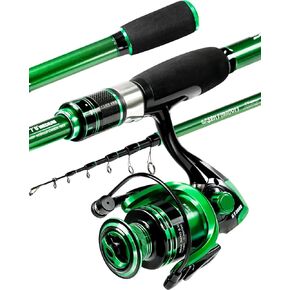Ghosthorn Fishing Rod and Reel Combo, Graphite Telescoping Fishing Pole Collapsible Travel Compact Rod for Freshwater Saltwater Fishing Gifts for Men Women (Fishing Rod+Reel(No Lures&Line), 2.1M 7FT)