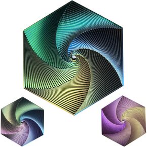 Hexagon Fractal Fidget ، لعبة غزل المكتب الحركي ، 35 دائرة 、 5.9x6.69in ، تستخدم في اضطراب ADHD للقلق ، ألعاب الإصبع البصري للمكتب البالغ ، 1 جهاز كمبيوتر (أصفر زرقاء خضراء)