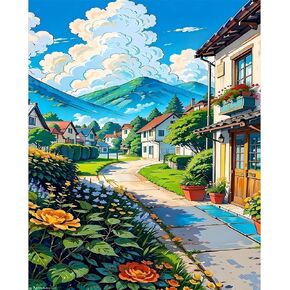 Cewlonp Landscape Paint حسب رقم للبالغين من خلال أرقام للمبتدئين للبالغين ، وغروب الشمس الطلاء بأرقام للهدية ديكور جدار المنزل (16 × 20 بوصة)