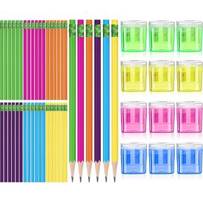 yeaqee 120 PCS #2 أقلام الرصاص HB مع مجموعة 12 PCS بقلم رصاص ، رقم 2 أقلام الرصاص غير المصنوعة من القلم الرصاصي مع القلم اليدوي الملون بالممحاة الكثافة الملونة للبريد.
