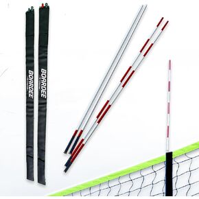 Foldable Volleyball Antenna Set - Durable Tarpaulin Hook-and-Loop Sleeves with Collapsible Fiberglass Antennas - Indoor and Beach Volleyball Net Equipment (Pack of 2)