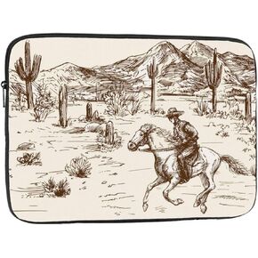 Wild West Desert Cowboy 15 inch Portable Laptop Sleeve Compatible with MacBook Air Notebook Computer Case for Men Women College School Students