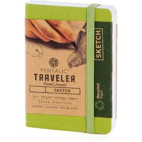 Pentalic 3 "X 4" Pocket Sketchbook Journal ، 160 صفحة ، Green Olive