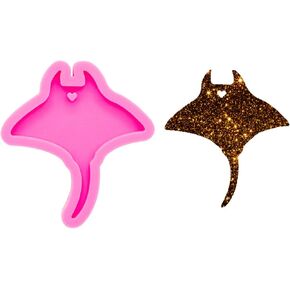 Shiny Glossy Catoon Cute Stingray Shape Keychain Silicone Mold with Hole Candy Crystal Mold Necklace Epoxy Jewellery Silicone Mold Resin Crafting Molds for Luggage Tag Pendant