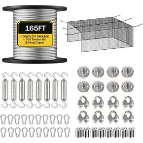 Batting Cage Netting Wire Tension Kit, Batting Cage Cable Suspension Kits for Baseball and Softball, DIY Batting Cages for Home and Backyard,No Net is Included
