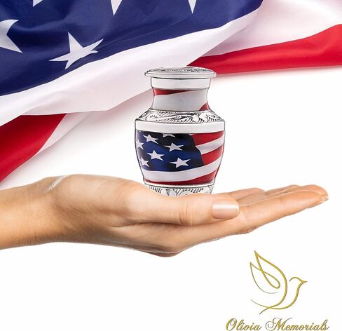4 Small Urns for Human Ashes Male or Female - Set of 4 American Flag Mini Urns for Veteran or Patriotic - Cremation Keepsakes with Velvet Box - Memorial Police Army Urn and Ash Storage in Saudi Arabia