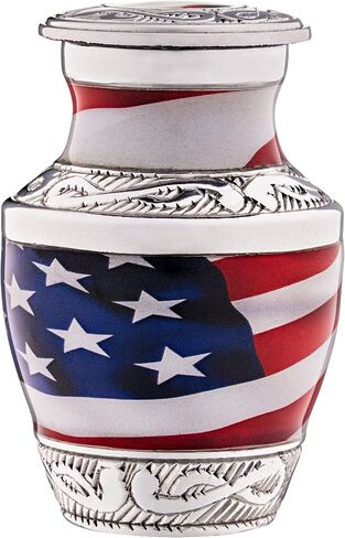 4 Small Urns for Human Ashes Male or Female - Set of 4 American Flag Mini Urns for Veteran or Patriotic - Cremation Keepsakes with Velvet Box - Memorial Police Army Urn and Ash Storage in Saudi Arabia