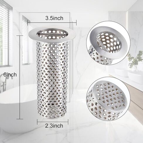 3" Commercial Floor Drain Strainer, 4'' High, Thick Perforated Stainless Steel and Finely Polished Drain Basket in Saudi Arabia