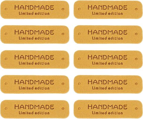 uxcell 60 Pcs Leather Tags for Handmade Items, 0.59" x 2.17" Handmade Leather Labels Embossed Leather Tags with Holes Sewing Labels for Clothing Knitting DIY Jean Bag Shoe Hat, Light Blue in Saudi Arabia
