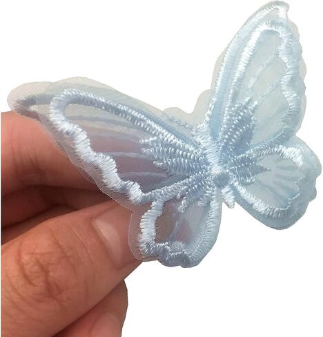 FQTANJU 15pcs Butterfly Lace Trim, Double Layers Organza Butterfly Decor Applique Patches Embroidery Sewing Lace Fabric Handmade DIY Craft for Costume Wedding Bride Dress Hat Decoration (Purple) in Kuwait