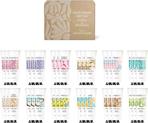 BODY & EARTH # LOVE 12 Pack Natural Plant Fragrance Moisturizing Hand Cream for Dry Hands Mini Hand Lotion with Shea Butter Travel Size Hand Cream Set Gift Set for Women in Saudi Arabia