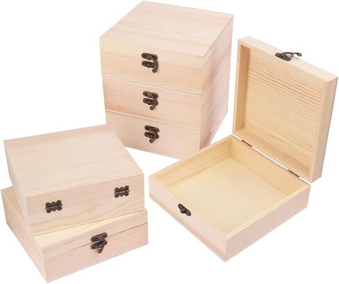 GNIEMCKIN 10 Pack Wooden Box, Unfinished Unpainted Wood Boxes for Crafts, DIY Projects, and Jewelry Storage (4.7x4.7x3.15 inch) in Kuwait