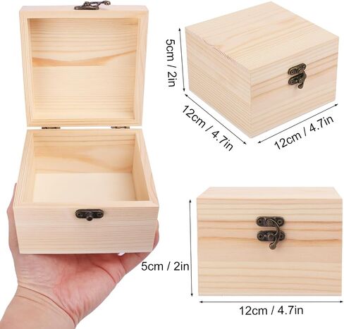 GNIEMCKIN 10 Pack Wooden Box, Unfinished Unpainted Wood Boxes for Crafts, DIY Projects, and Jewelry Storage (4.7x4.7x3.15 inch) in Kuwait