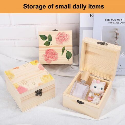 GNIEMCKIN 10 Pack Wooden Box, Unfinished Unpainted Wood Boxes for Crafts, DIY Projects, and Jewelry Storage (4.7x4.7x3.15 inch) in Kuwait