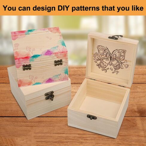GNIEMCKIN 10 Pack Wooden Box, Unfinished Unpainted Wood Boxes for Crafts, DIY Projects, and Jewelry Storage (4.7x4.7x3.15 inch) in Kuwait